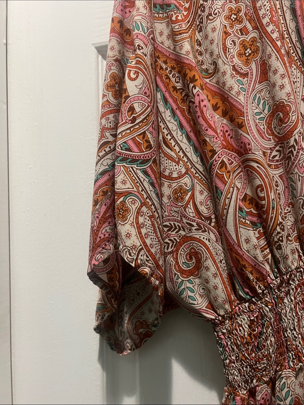 lovestitch Multicolor Paisley V-Neck Maxi Dress in Pink and Tan - Picture 4 of 8